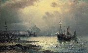 William J.Glackens Fishing vessels off Scarborough at dusk France oil painting artist